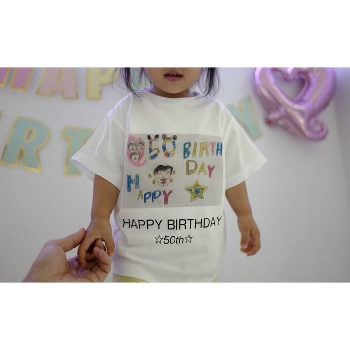 2児のパパ・EXILE MATSU 長男＆長女と自作のお揃いバースデーTシャツ着