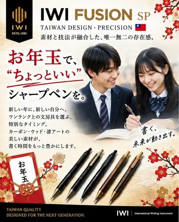 台湾発「IWI」、中高生の“ちょっといいシャープペン”需要に向け「FUSIONシャープペンシル 新春キャンペーン」を展開