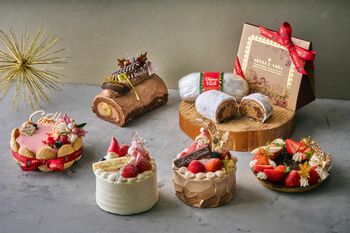【箱根リトリートfore & villa 1/f】2026年クリスマスケーキの予約販売を開始。箱根で育つ若手パティシエの新作「紅」など、6種のケーキとシュトーレン