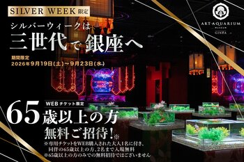 シルバーウィークは三世代で銀座へ WEBチケット限定！65歳以上の方を特別無料ご招待！ 幻想的な金魚のアートに包まれて、日頃の感謝を伝える家族のひとときを。