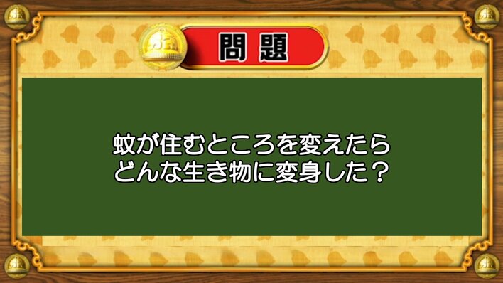 【おめざめ脳トレ】なぞなぞ！「蚊」が住むところを変えたらどんな生き物に変身した？【『クイズ！脳ベルSHOW』より】