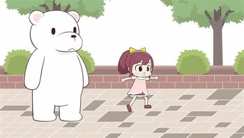 ヒマリちゃんがゲームに挑戦！軽快なステップでクリアしていく！？『ヒマリとくま』最新話「こげ茶以外を踏んだら負け」