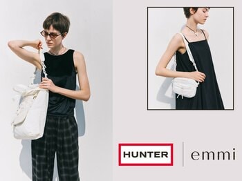 【emmi】英国発のライフスタイルブランド・HUNTERとの初のコラボレーションが実現！emmiのエッセンスを取り入れた、ユーティリティなバッグが2型登場＜7月1日（水）＞