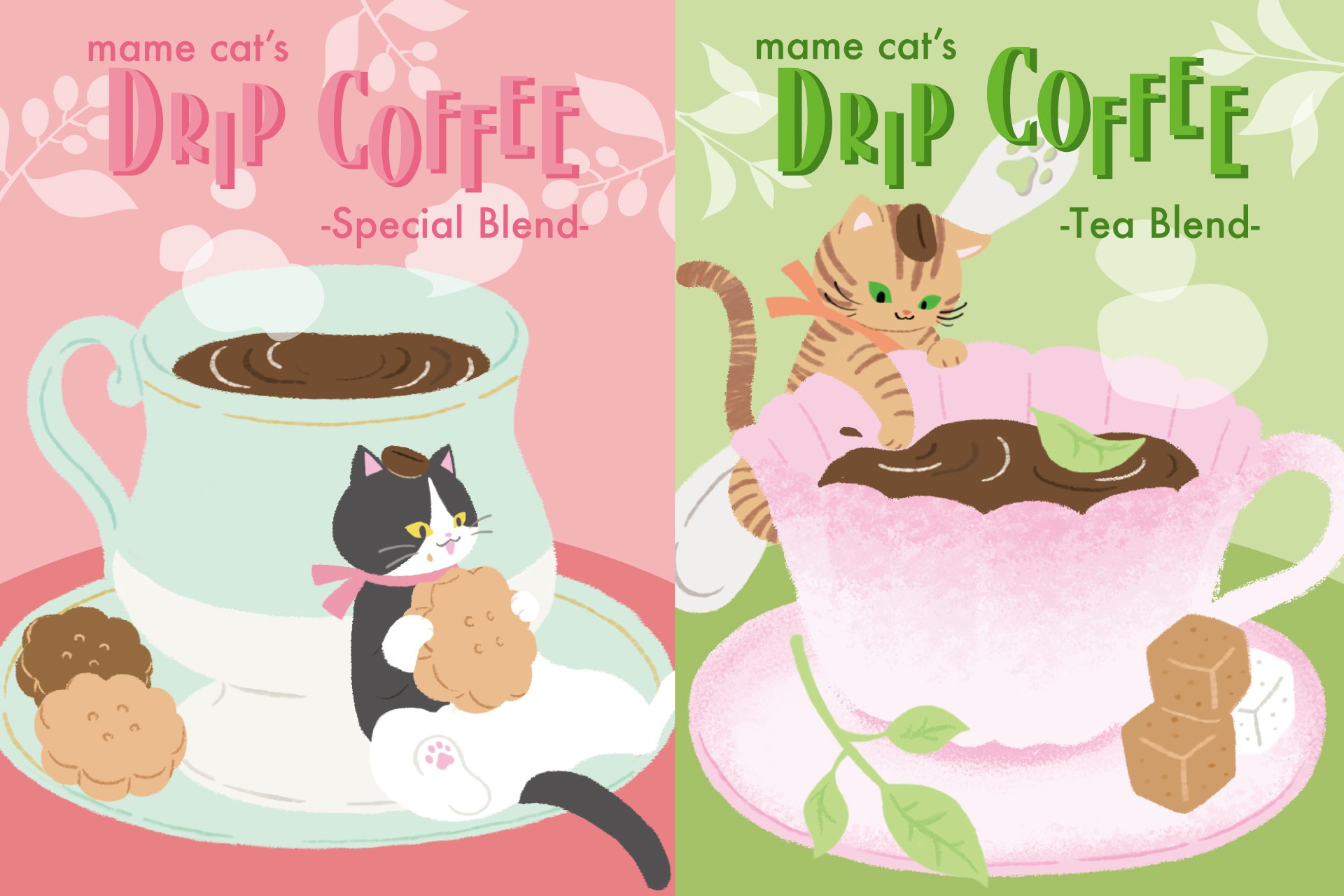 新商品】カップに住みつくコーヒー好きの猫を描いた『mame cat's