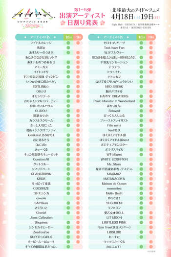 北陸最大のアイドルフェス「かがやきフェスSpring2026」第5弾出演アーティスト22組を追加と出演日割りを発表！総勢86組が決定！