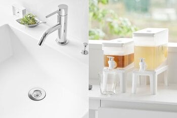 【山崎実業 新商品のお知らせ】 掃除もしやすい洗面排水口用の水切りネットホルダーや、スムーズに注げるスタンド付きドリンクサーバーなど、新商品が発売になりました。