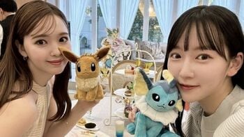 藤田ニコル＆越智ゆらの　“ポケモン” のアフタヌーンティーへ　イーブイ・シャワーズに合わせたコーデ披露