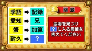 【おめざめ脳トレ】法則を解読！「？」に入る言葉を答えてください【『クイズ！脳ベルSHOW』より】