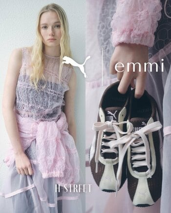 【emmi×PUMA】ロープロファイルの新アイコン"H-STREET"を初別注　ブラウンに淡いピンクを掛け合わせスポーティさにフェミニンなエッセンスを感じる一足に