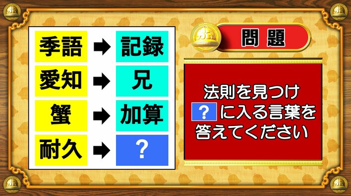 【おめざめ脳トレ】法則を解読！「？」に入る言葉を答えてください【『クイズ！脳ベルSHOW』より】