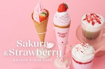 【gelato pique cafe】桜といちごで彩る春のご褒美 “Sakura＆Strawberry”フェアを開催！華やかなモンブランクレープと、ソフトクリーム、ドリンク2種の全4商品が登場