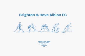 Brighton & Hove Albion FC 今季加入ヴシュコヴィッチ選手、9/5リーズ戦での話題プレーをコマ撮り風スケッチで描き下ろしたロンT予約注文を本日開始。LINE登録で10％OFF。