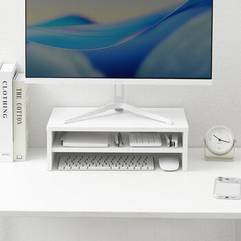 省スペースで快適作業を実現！収納力抜群の2段式モニター台を発売