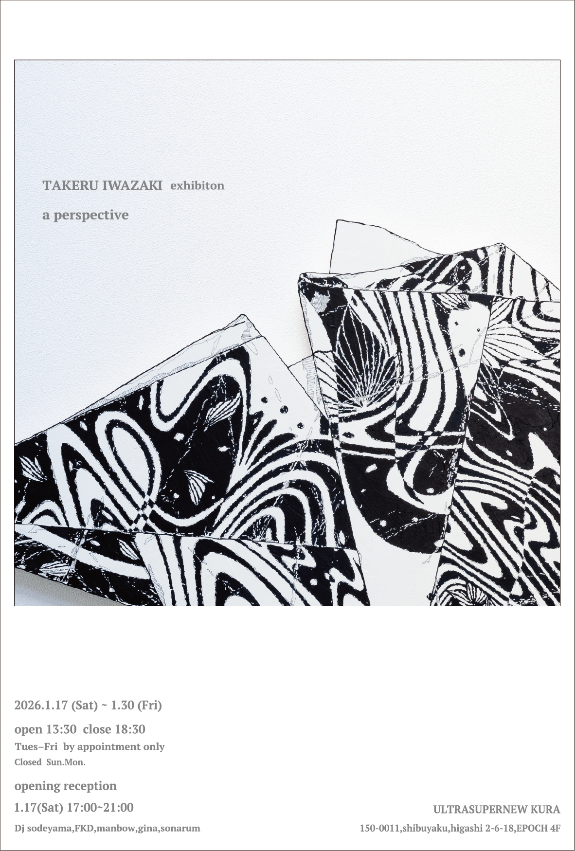 新年の幕開けを飾る展覧会として、TAKERU IWAZAKIによる個展 「a