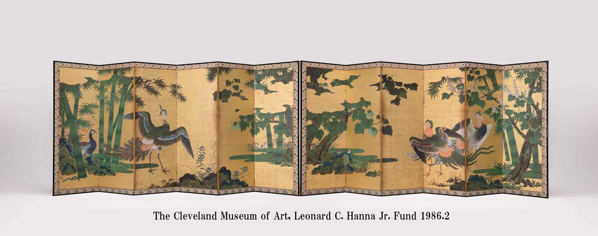 クリーブランド美術館蔵「桐竹鳳凰孔雀図屏風」の高精細複製品を