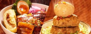 鹿児島県の新グルメは？鹿児島の黒豚を存分に楽しめる丼×驚愕の2段ハンバーグ丼【FNSご当地うま撮GP】