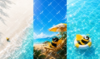 こんびーちゃんと旅行気分♪サマーリゾート風デザイン壁紙3種を無料配布開始！