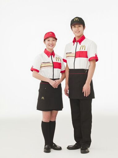 マクドナルド　ユニホーム VINTAGE 1989 McDONALDS CREW UNIFORM EMPLOYEE POLO STRIPED