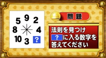 ＜『脳ベルSHOW』クイズ＞図に隠された法則は？「？」に入る数字は何？