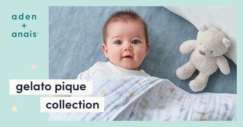 【aden + anais(TM)】gelato piqueとのスペシャルコレクション！gelato piqueのデザインをまとった、自信を持って贈れるスワドルやビブなど全7アイテムを日本限定発売