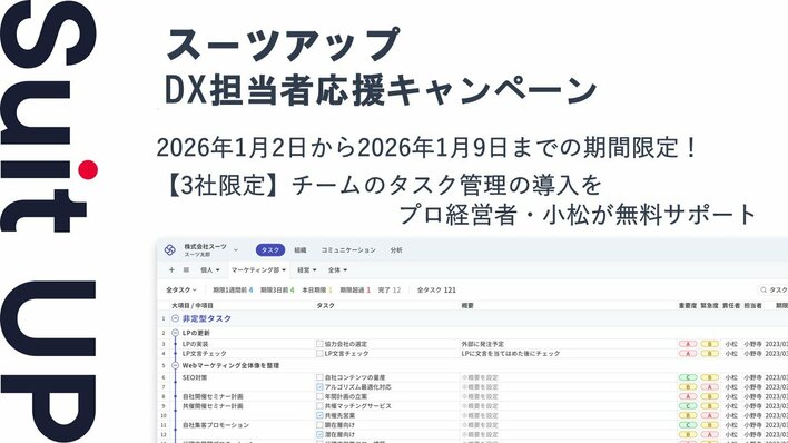 AIタスク管理・プロジェクト管理ツール「スーツアップ」、DX担当者応援キャンペーン