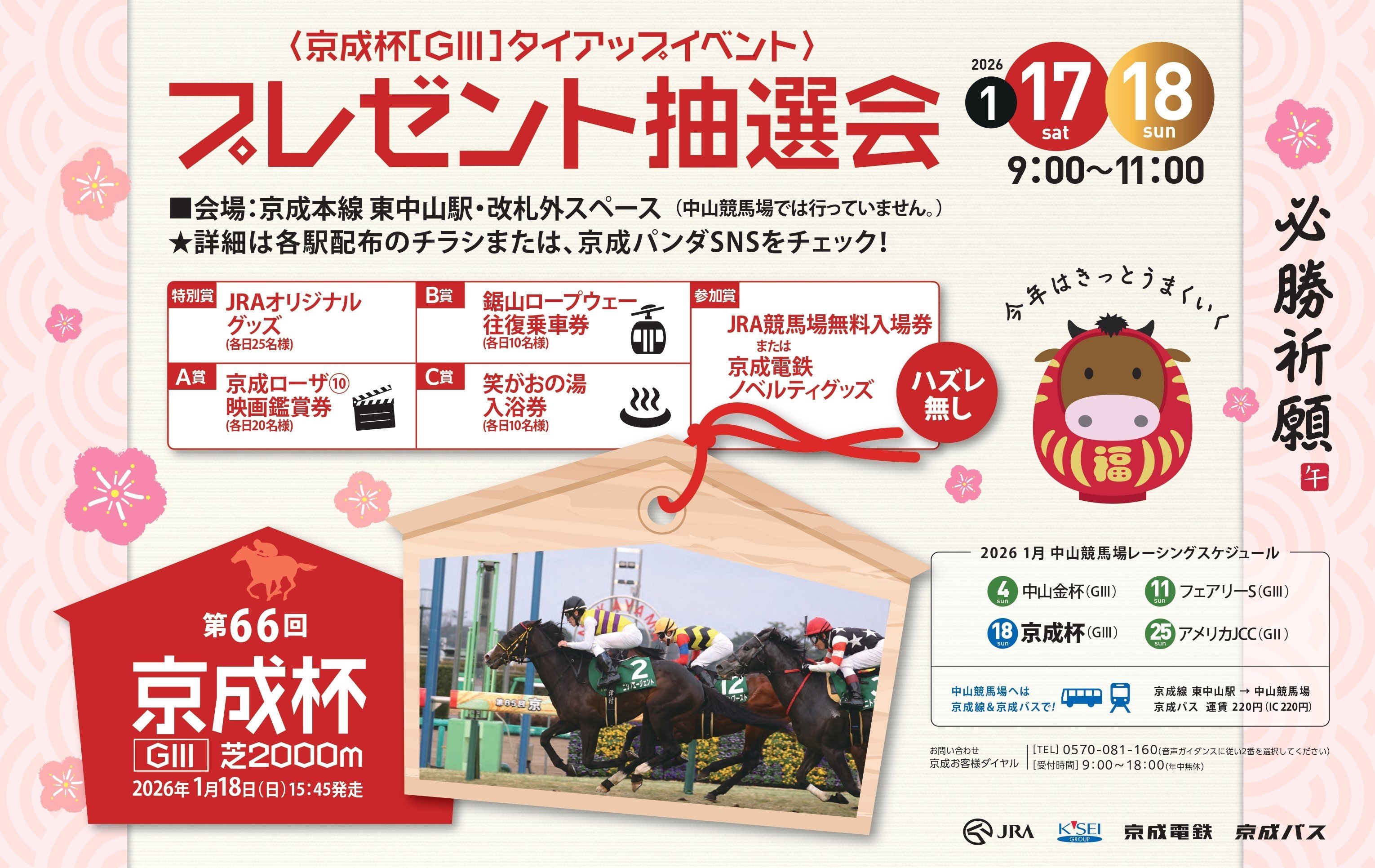 第66回 京成杯開催記念「京成電鉄×中山競馬場 プレゼント抽選会」を