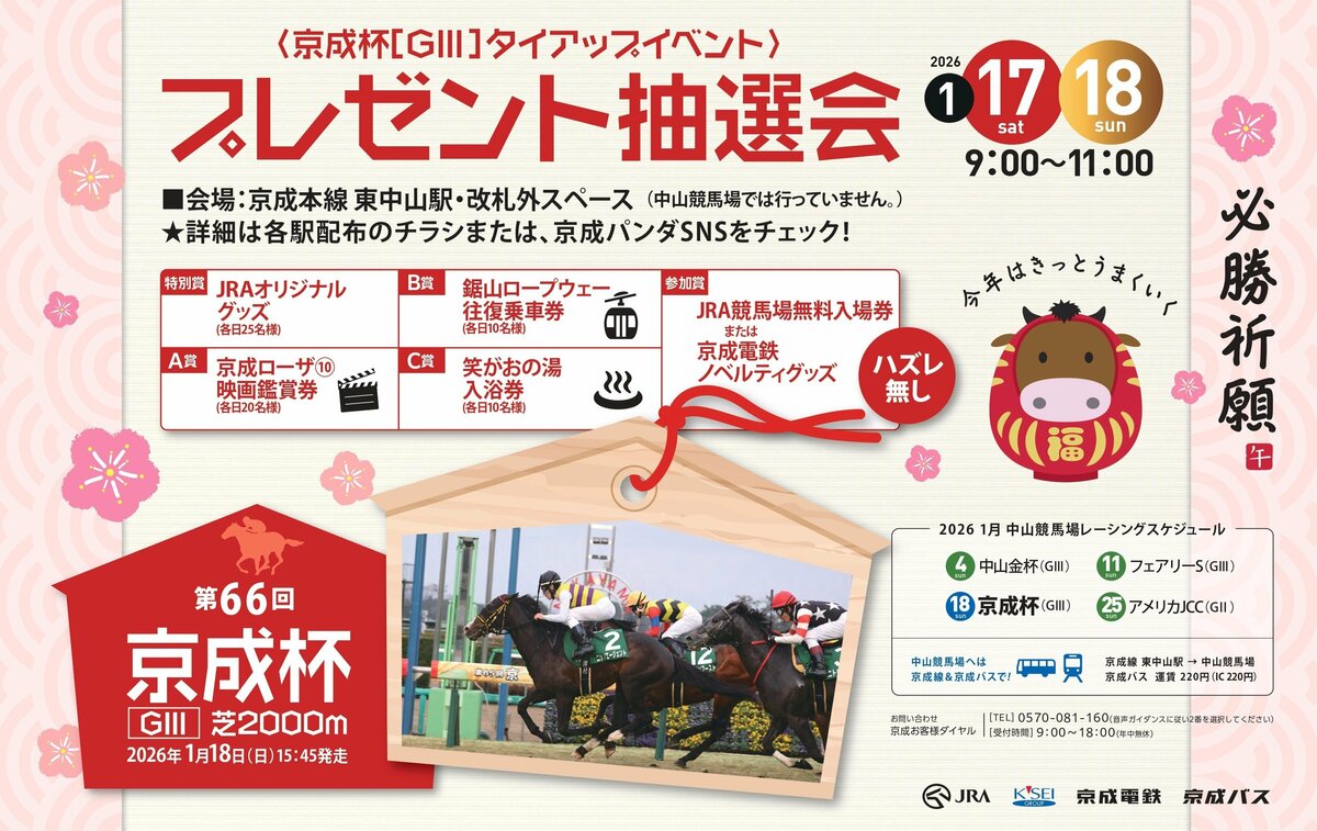 第66回 京成杯開催記念「京成電鉄×中山競馬場 プレゼント抽選会」を