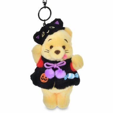 ハンドメイド★ハート柄♡*コスチューム★ぬいば♡ストラップ用。ディズニー40周年 ディズニーストア】おばけに仮装したミッキーや黒猫コスチュームのプー