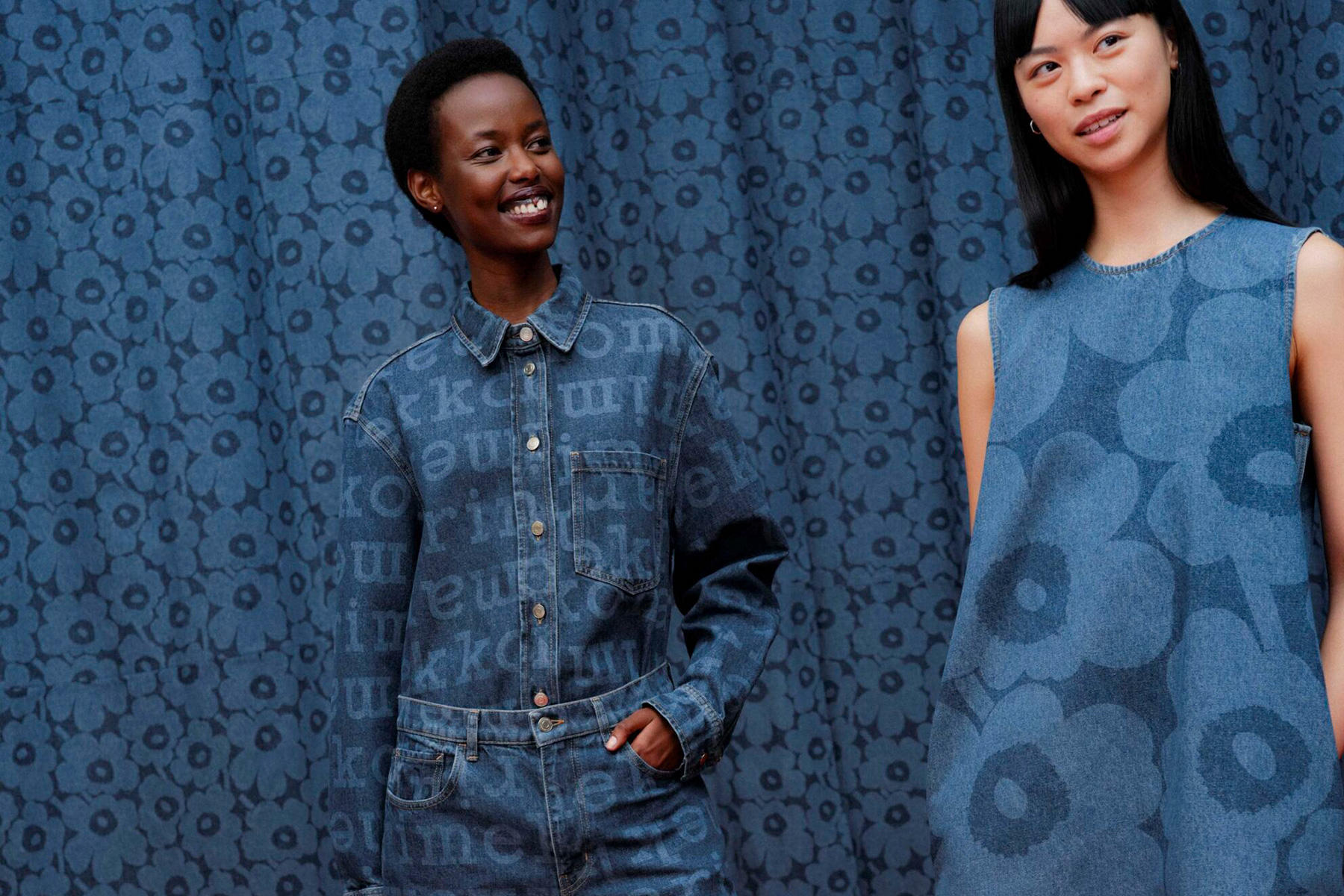 ◆Marimekko NEW◆Patch-applique デニム ミニドレス/Cobalt◆ マリメッコ]デニムコレクション Marimekko Maridenimにプレ