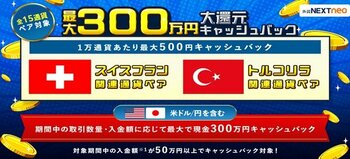 「取引数量・入金額に応じて最大300万円！大還元キャッシュバックキャンペーン」実施！