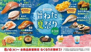 【はま寿司】「旨ねた夏祭り 第3弾」が8月4日から開催！大切りびんちょうや青森名産ねぶた漬けなど夏の激ウマネタが大集合