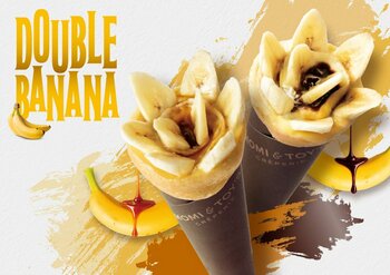 とろけるクレープの MOMI&TOY'S は、バナナをふんだんに使用した濃厚で満足感あふれるクレープ２種を期間限定で販売します