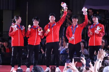≪第20回アジア競技大会≫雷神JAPAN、4個のメダルを獲得――西山走・尾野真歩が男女個人形で金、小崎友碁が銀、嶋田さららが銅