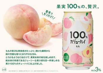 新商品『果実100%の、贅沢。』100% カジューハイ＜もも＞フレーバーが4月7日から新登場！