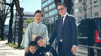 中村獅童　妻と息子の家族4人の写真を公開　はかま姿の 陽喜くん・夏幹くんに「凛々しいですね〜」の声