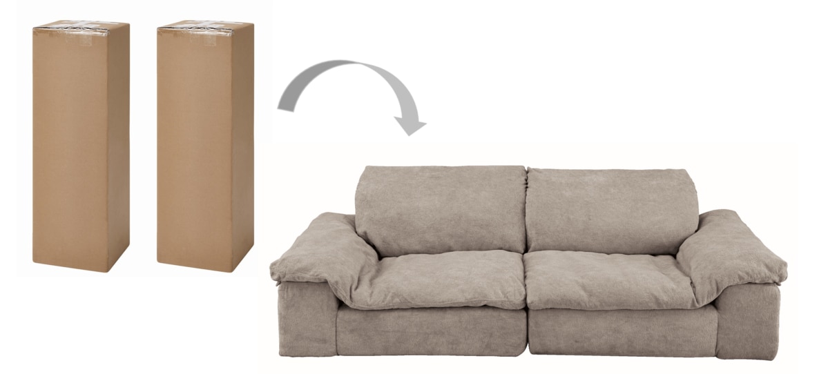 ニトリ】大型ソファが、持ち帰れる時代へ！3人掛け圧縮パッケージ