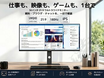 【新発売】INNOCN、34インチフラットIPSウルトラワイドモニター「34C1R」を発売 。