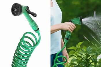 洗車やガーデニングで面倒な「ホースの収納」が巻き取り不要の「スプリング状ホース」で大解決！