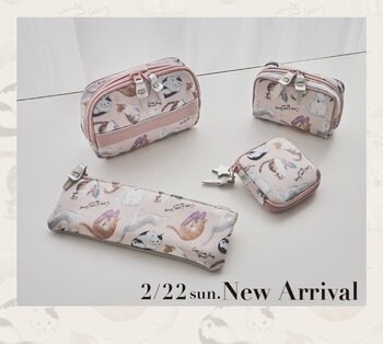 【銀座かねまつ】2/22（日）「猫の日」に発売。表情豊かな猫が愛らしいオリジナルポーチが新登場。