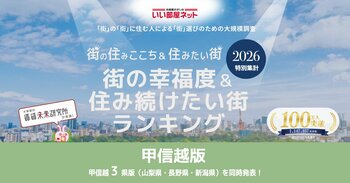 いい部屋ネット　街の幸福度＆住み続けたい街ランキング2026＜山梨県版＞