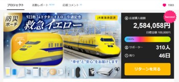 ドクターイエロー引退を記念した防災ポーチ「救急イエロー」、Makuakeにて本日プロジェクト開始--公開数時間で目標達成率2500%超達成