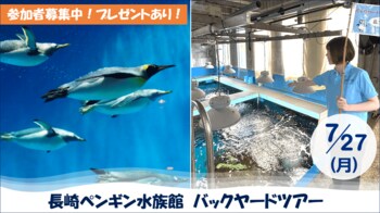 【JAF長崎】ペンギン飼育種類数、世界一！普段入れない長崎ペンギン水族館のバックヤードを見学できる特別ツアー開催！参加者限定プレゼントも！