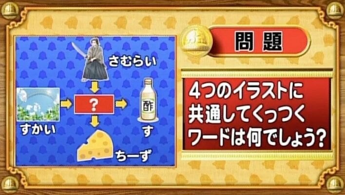 【おめざめ脳トレ】4つのイラストに共通してくっつくワードは何でしょう？【『クイズ！脳ベルSHOW』より】