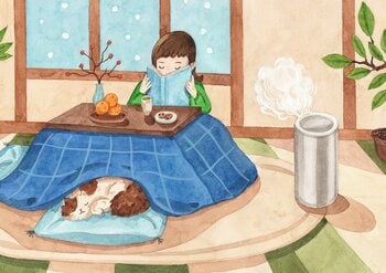 カナダのイラストレーターJustine Wong が描くmoyaのある日常の風景