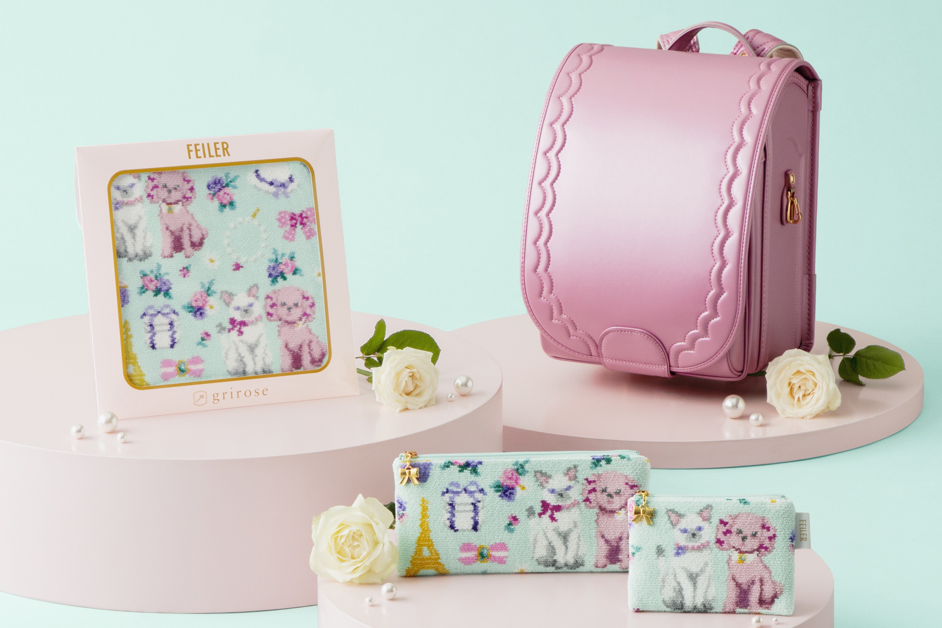 FEILER猫と犬の刺繍ハンドバッグ ミントグリーン FEILER猫と犬の刺繍ハンドバッグ ミントグリーン - メルカリ