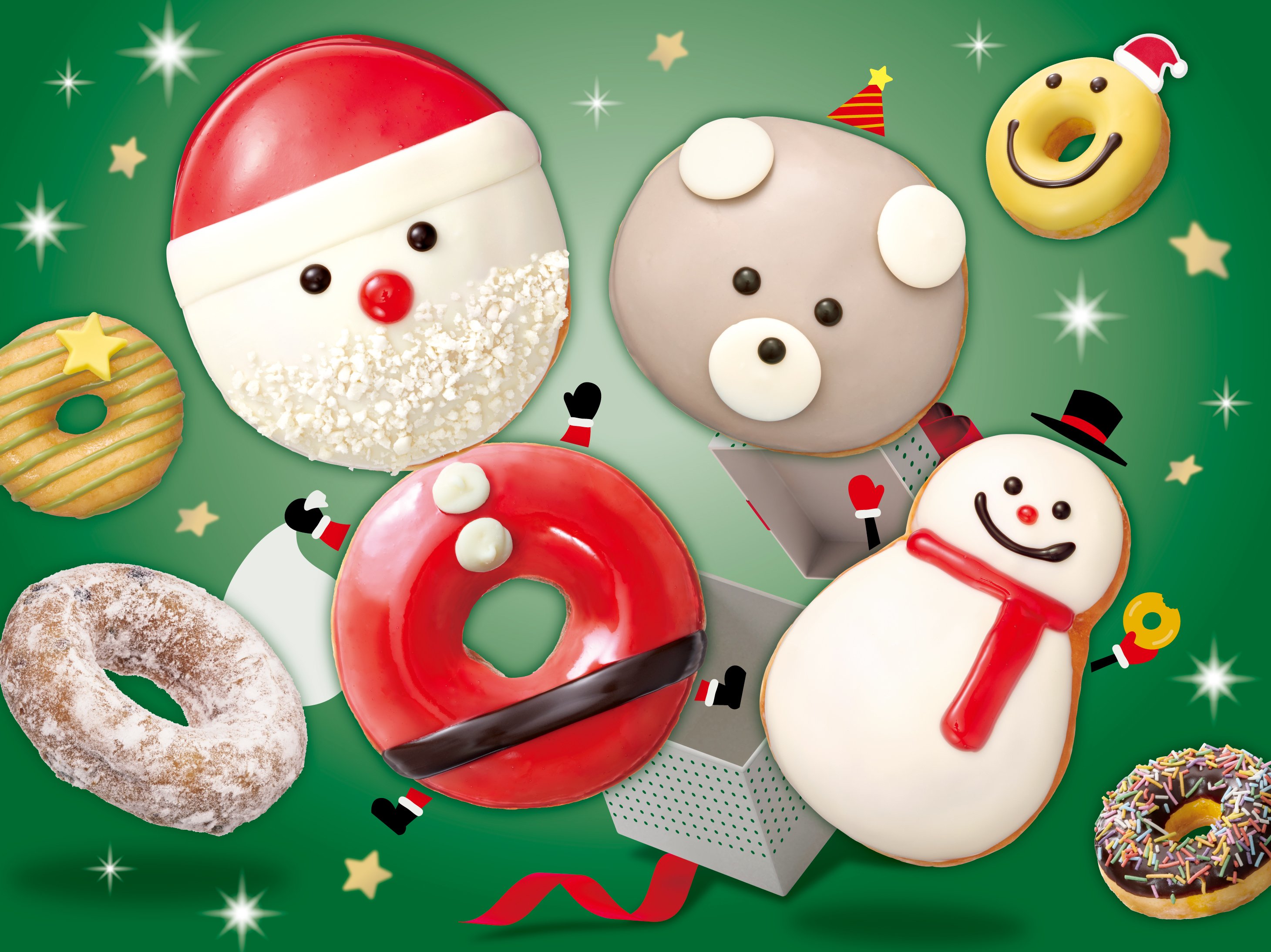 2つのドーナツを並べると“全身サンタ”が完成！遊び心いっぱいの