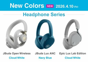 【スタイル広がる、新カラー】開放型ヘッドホンから最上位モデルまで、JLabのワイヤレスヘッドホン3製品に映える「Navy Blue」と馴染む「Cloud White」が登場