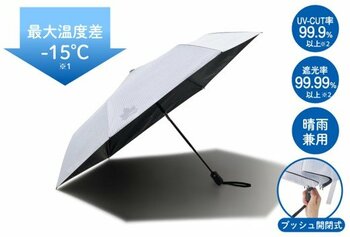 日向と日陰で最大-15℃の温度差！遮光率99.99%・UVカット率99.99%以上のコンパクト日傘「ソーラーブロック日傘・オートコンパクト（晴雨兼用）」3サイズ 新発売！