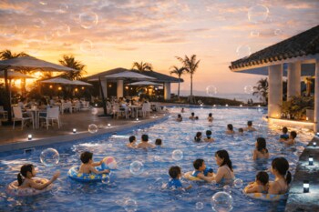 【オリエンタルホテル 沖縄リゾート＆スパ】ガーデンプールをしゃぼん玉で彩る「やんばるdeしゃぼんナイト」を開催