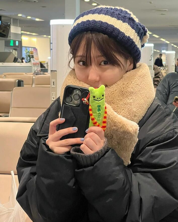 ニット帽 他5点セット(田中さん) 朝のスッピンさん」田中美久 ニット帽＆マフラーで防寒対策バッチリの